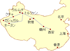中国地図（旅行ルート）